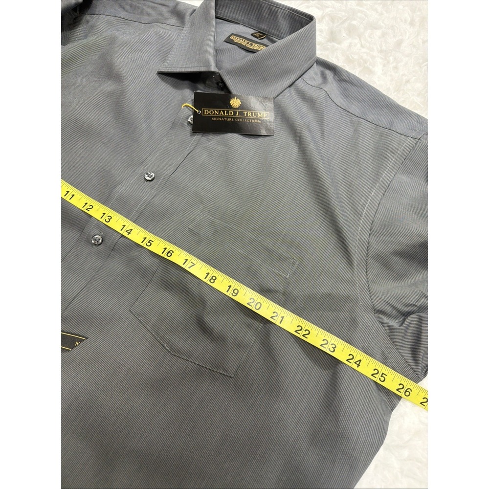 Donald J Trump Signature Collection Dress Shirt Mens 17.5 34/35 Gray Cotton New! - Picture 6 of 6